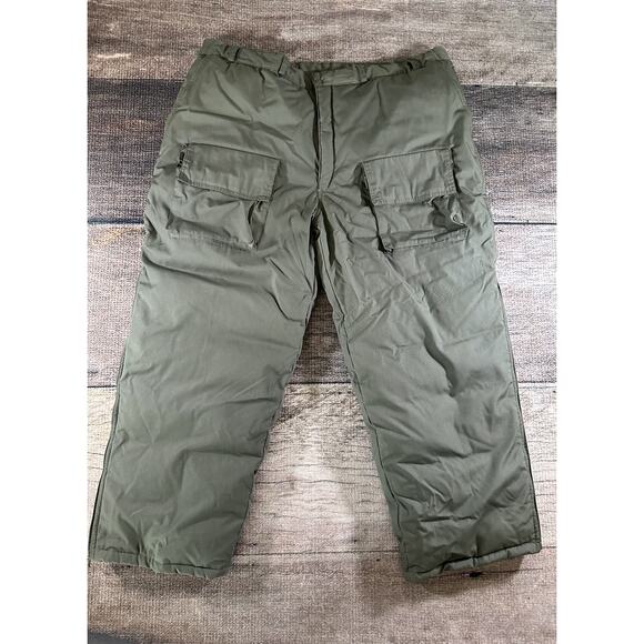 VTG Cabelas Hunting Pants Goose Down Fill Puffer Cargo Brown Mens Sz 3XL 80s 70s - Picture 1 of 8